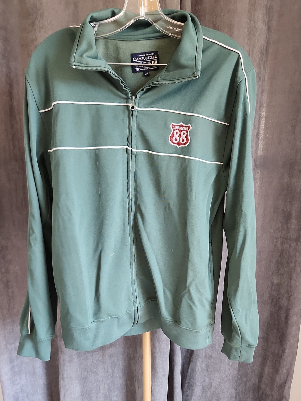Campus Crew Green Zip-Up Jacket with 88 Patch
